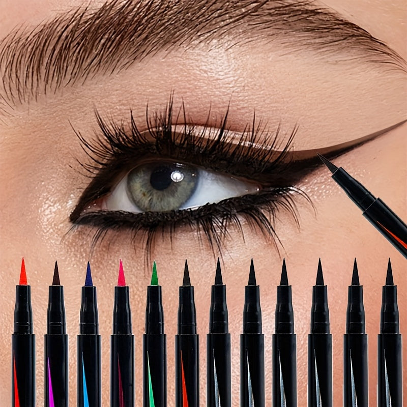 Valentine's Day 12pcs Multi-Color Eyeliner Pen Set - Matte Finish, Perfect for Parties & Christmas Masquerades
